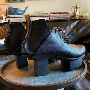 RESERVED: trippen black leather block heel women’s shoes